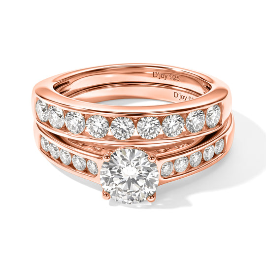D'Joy Moissanit Schmuckset 925 Silber 750 Gelbgold vermeil ca. 1,45 ct.