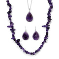 3er Set - Afrikanischer Amethyst Anhänger mit Kette, Ohrringe und Halskette, ca. 355.00 ct
