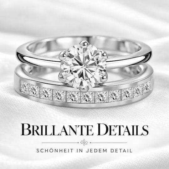 D'Joy Moissanit Schmuckset 925 Silber 750 Roségold vermeil (Größe 19) ca. 1,57 ct.