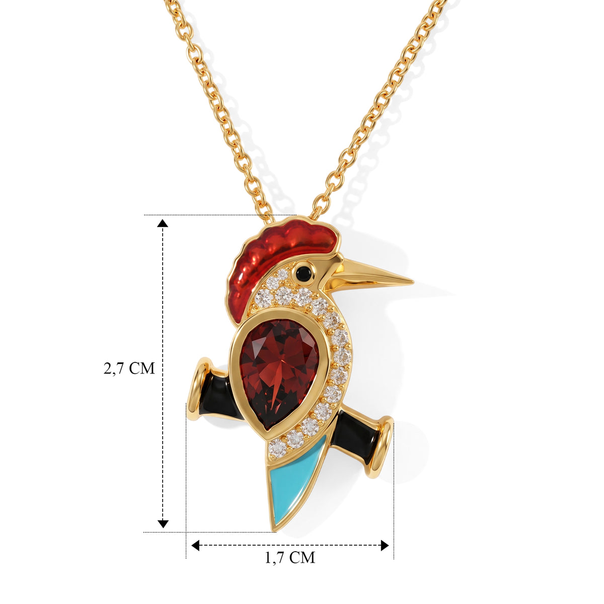 EVER TRUE Mosambik Granat, Weißer Zirkon Anhänger mit Kette, ca. 50 cm ca. 2.29 ct