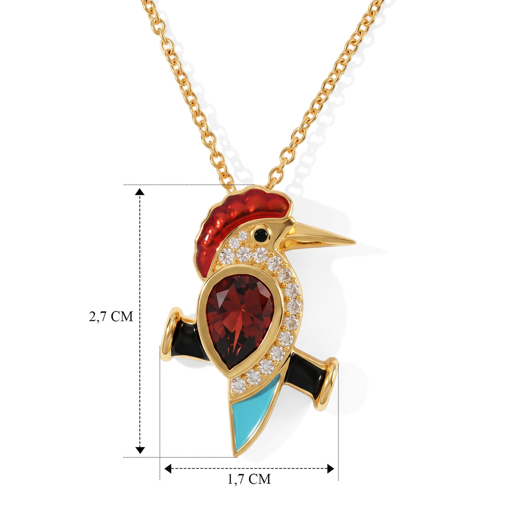 EVER TRUE Mosambik Granat, Weißer Zirkon Anhänger mit Kette, ca. 50 cm ca. 2.29 ct