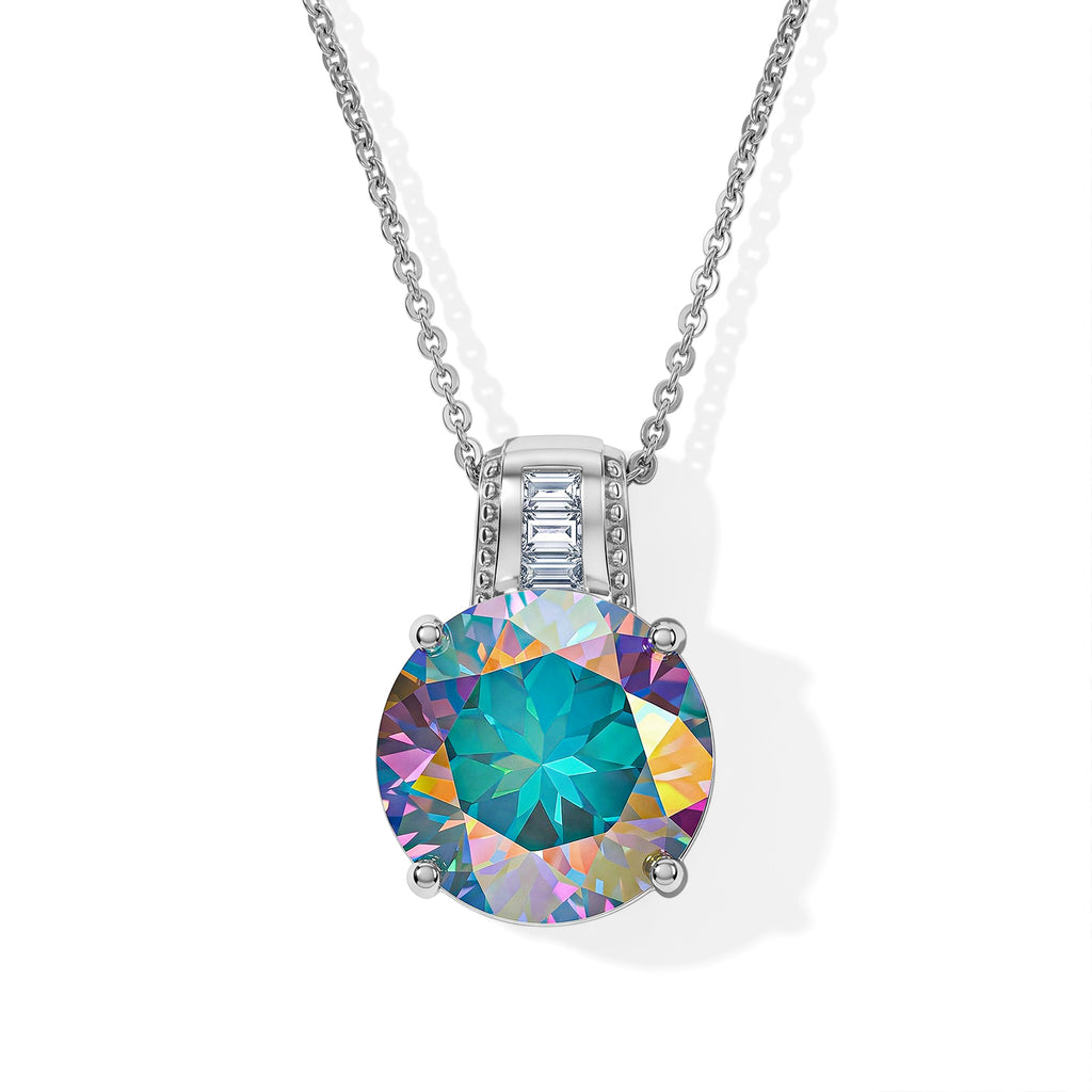 D'Joy Merkur mystischer Topas, Weißer Zirkon Schmuckset ca. 50 cm 925 Silber Rhodiniert ca. 7,70 ct.