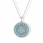 D'Joy Blauer Apatit Schmuckset ca. 50 cm 925 Silber Rhodiniert ca. 6,24 ct.