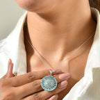 D'Joy Blauer Apatit Schmuckset ca. 50 cm 925 Silber Rhodiniert ca. 6,24 ct.