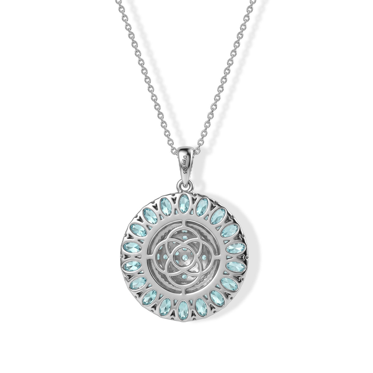 D'Joy Blauer Apatit Schmuckset ca. 50 cm 925 Silber Rhodiniert ca. 6,24 ct.
