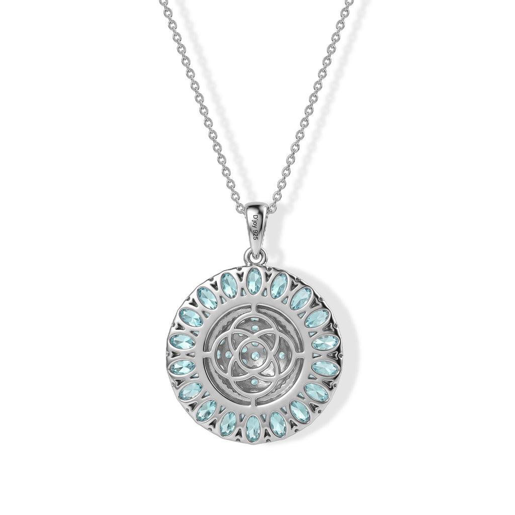 D'Joy Blauer Apatit Schmuckset ca. 50 cm 925 Silber Rhodiniert ca. 6,24 ct.