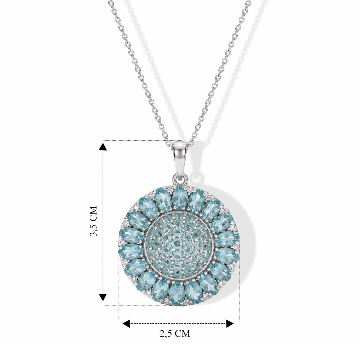 D'Joy Blauer Apatit Schmuckset ca. 50 cm 925 Silber Rhodiniert ca. 6,24 ct.