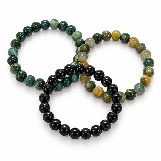3er Set - Schwarzer Achat, Erfrischen gelbes Tigerauge Schmuck Armbänder, ca. 200.00 ct