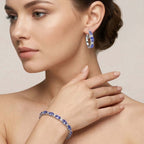 D'Joy Tansanit und Moissanit 19cm Armband und Ohrringe