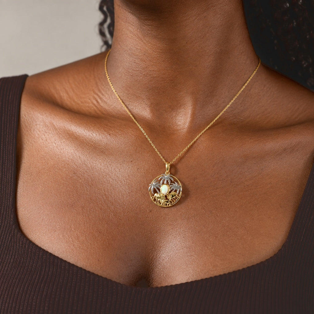 EVER TRUE AAA Natürlicher, äthiopischer Welo Opal Schmuckset ca. 50 cm Reine Bronze Platiniert und vergoldet und Edelstahl Platiniert ca. 0,54 ct.
