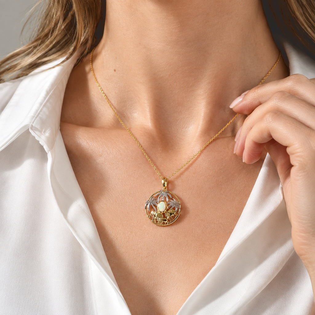 EVER TRUE AAA Natürlicher, äthiopischer Welo Opal Schmuckset ca. 50 cm Reine Bronze Platiniert und vergoldet und Edelstahl Platiniert ca. 0,54 ct.