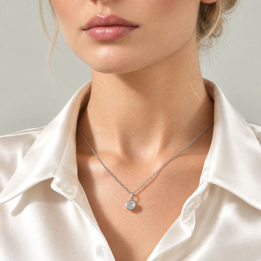 D'Joy Moissanit Schmuckset ca. 50 cm 925 Silber Platiniert und Edelstahl Platiniert ca. 1,28 ct.
