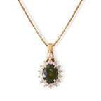 D'Joy AA Grüner Saphir, Moissanit Schmuckset ca. 50 cm 925 Silber 750 Gelbgold vermeil ca. 2,17 ct.