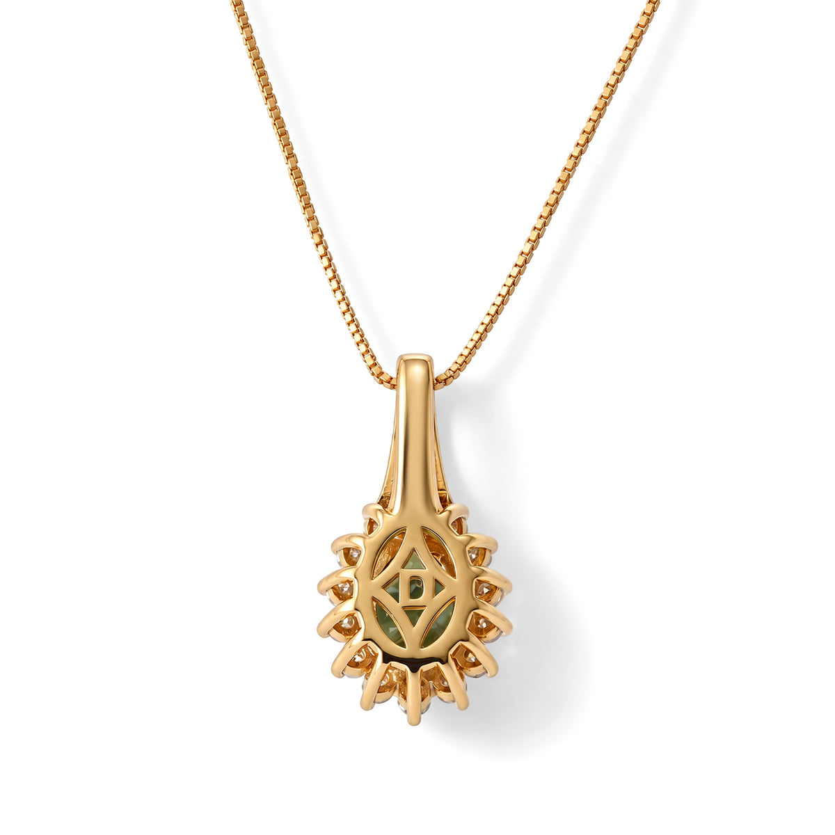 D'Joy AA Grüner Saphir, Moissanit Schmuckset ca. 50 cm 925 Silber 750 Gelbgold vermeil ca. 2,17 ct.