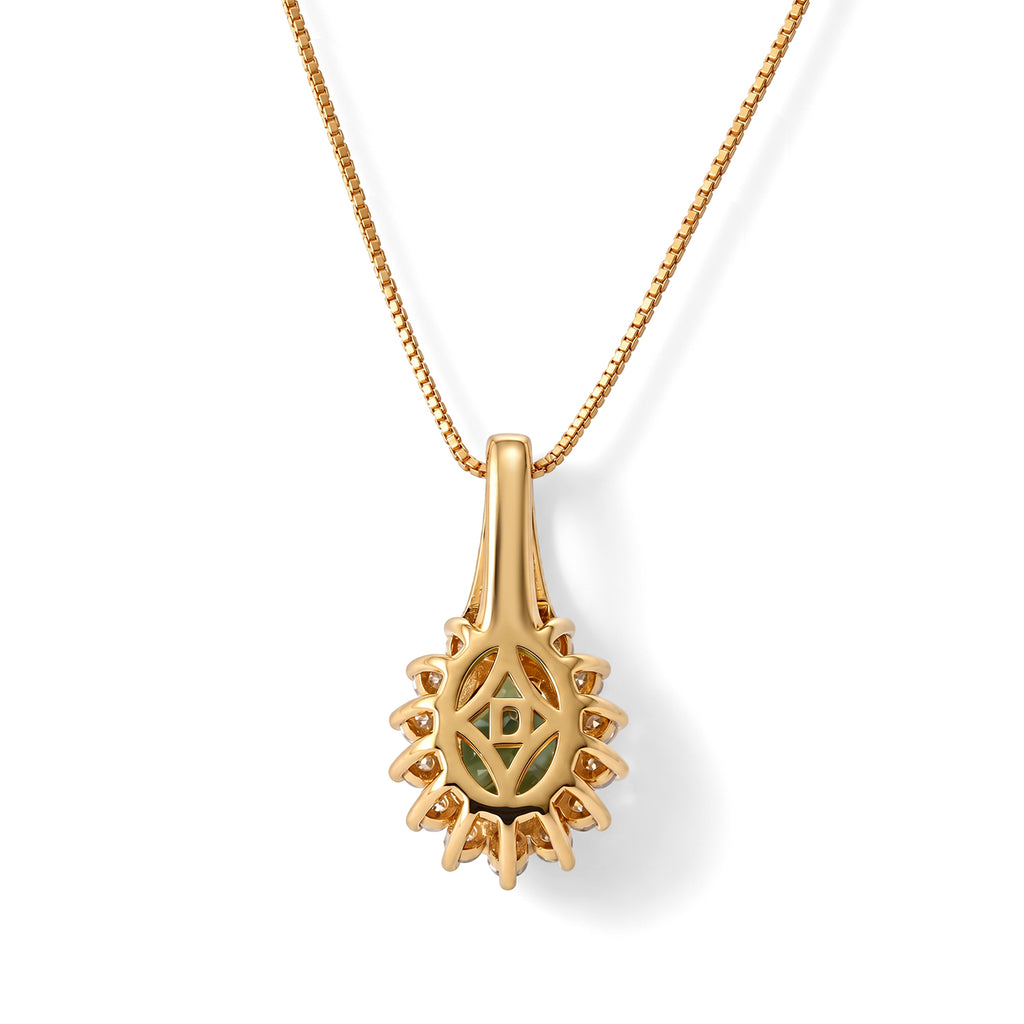 D'Joy AA Grüner Saphir, Moissanit Schmuckset ca. 50 cm 925 Silber 750 Gelbgold vermeil ca. 2,17 ct.