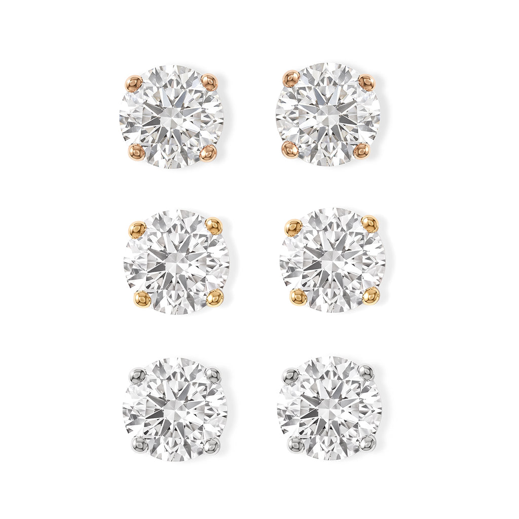D'Joy Moissanit Schmuckset 925 Silber 750 Rosévergoldet, 925 Silber 750 Vergoldet, 925 Silber Rhodiniert ca. 3,00 ct.
