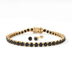 D'Joy Schwarzer Moissanit Schmuckset 925 Silber 750 Gelbgold vermeil ca. 14,10 ct.
