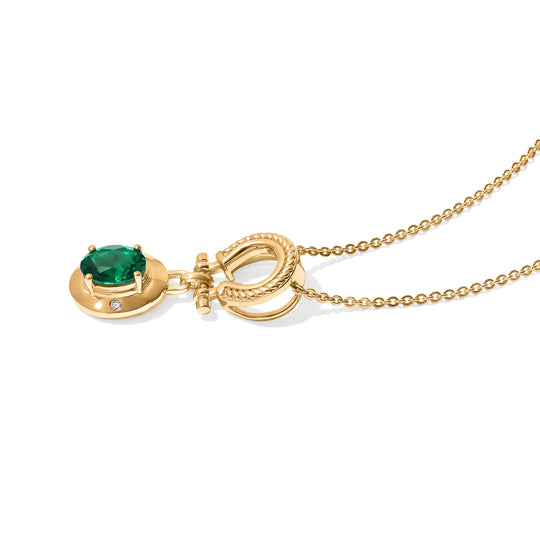 LUXURIANT DIAMOND - AAA Lab Grown Kolumbianischer Smaragd, Lab Grown Diamant Schmuckset ca. 50 cm 925 Silber 750 Gelbgold vermeil ca. 0,73 ct.
