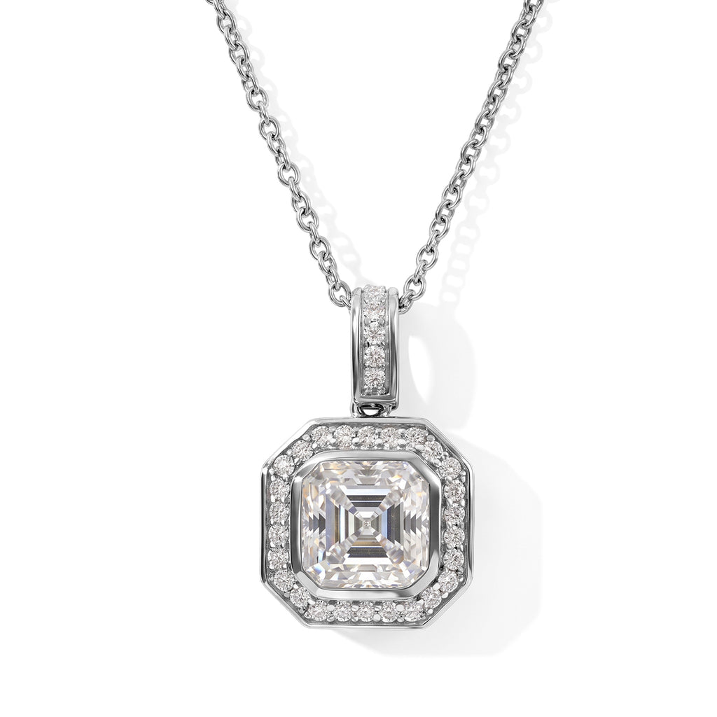 D'Joy Moissanit Schmuckset ca. 50 cm 925 Silber Rhodiniert und Edelstahl Rhodiniert ca. 4,32 ct.