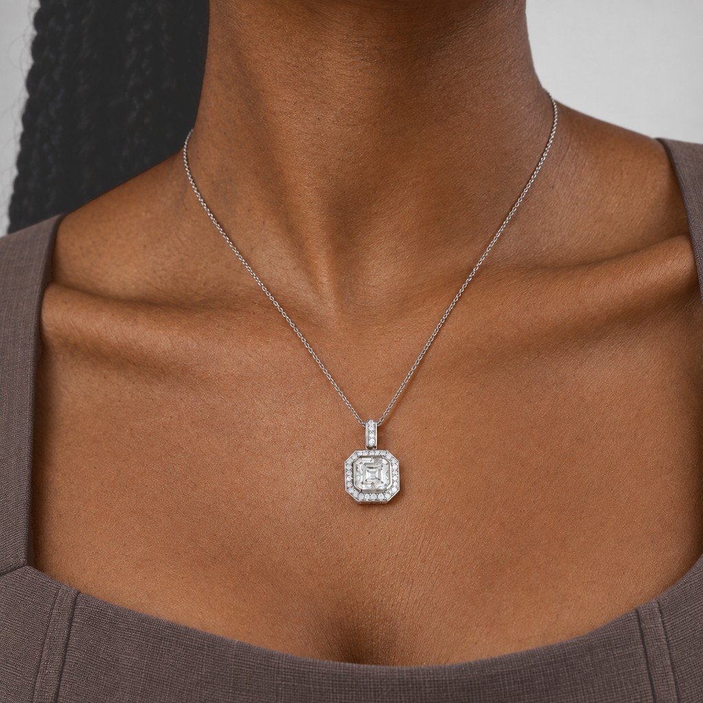 D'Joy Moissanit Schmuckset ca. 50 cm 925 Silber Rhodiniert und Edelstahl Rhodiniert ca. 4,32 ct.