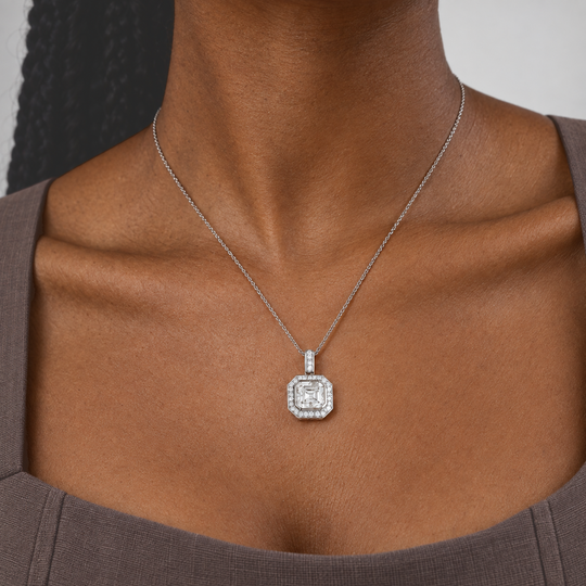 D'Joy Moissanit Schmuckset ca. 50 cm 925 Silber Rhodiniert und Edelstahl Rhodiniert ca. 4,32 ct.