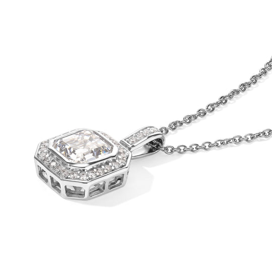 D'Joy Moissanit Schmuckset ca. 50 cm 925 Silber Rhodiniert und Edelstahl Rhodiniert ca. 4,32 ct.
