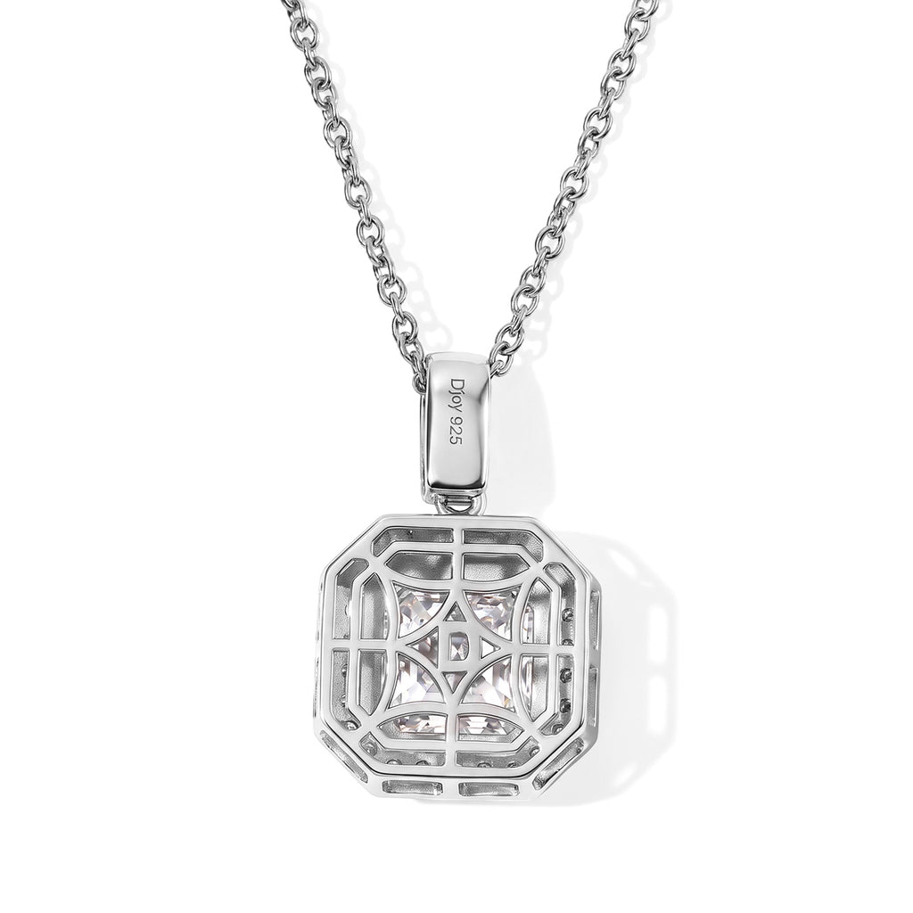 D'Joy Moissanit Schmuckset ca. 50 cm 925 Silber Rhodiniert und Edelstahl Rhodiniert ca. 4,32 ct.