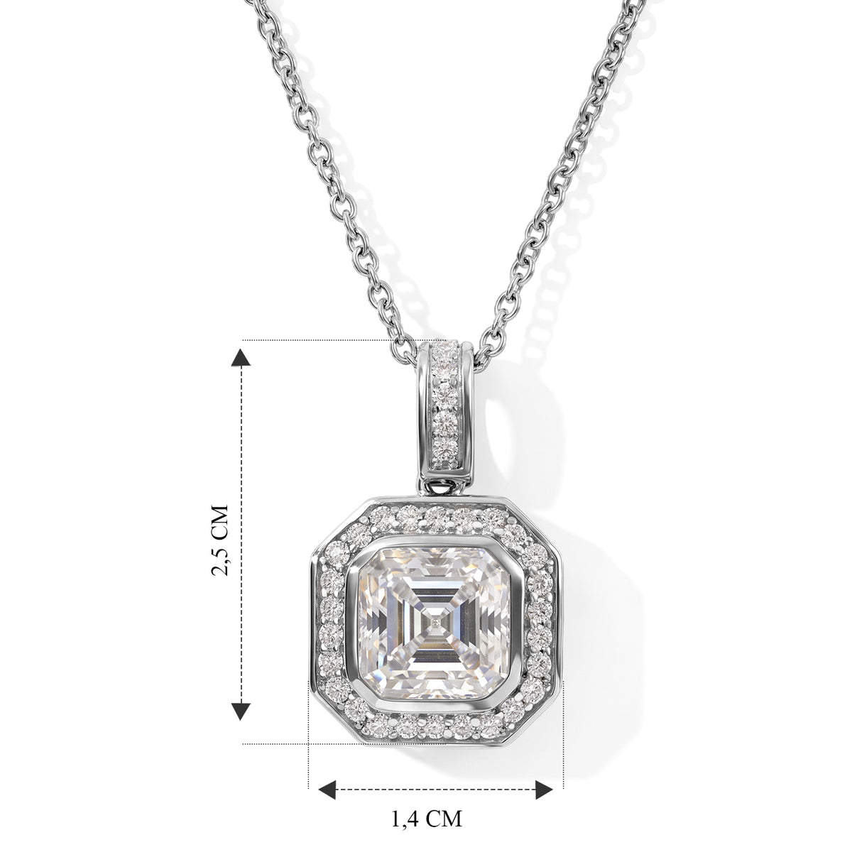 D'Joy Moissanit Schmuckset ca. 50 cm 925 Silber Rhodiniert und Edelstahl Rhodiniert ca. 4,32 ct.