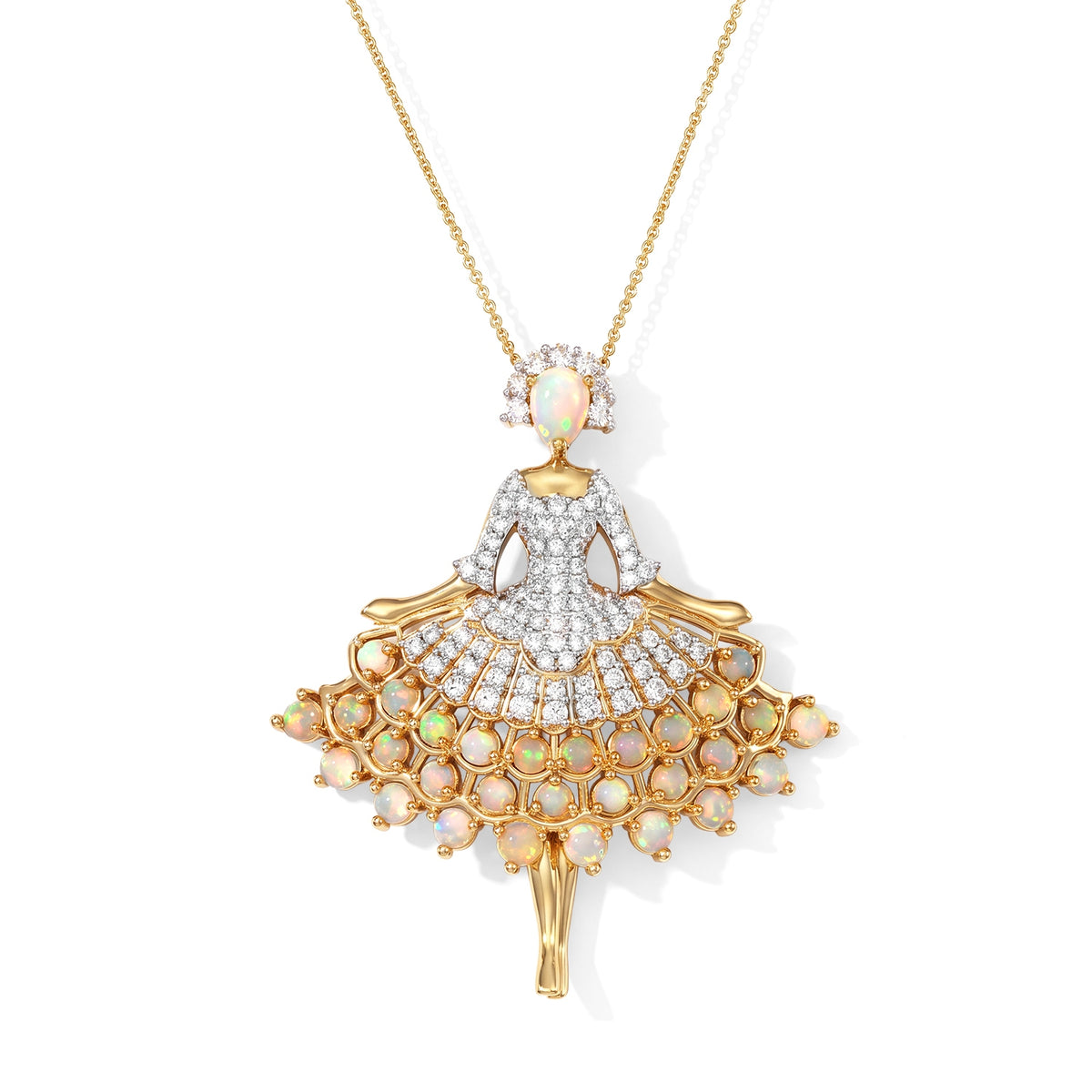 D'Joy AAA Natürlicher, äthiopischer Welo Opal Anhänger mit Kette,  (9-14 Werktage Lieferzeit) ca. 50 cm 925 Silber 750 Gelbgold vermeil ca. 5.13 ct