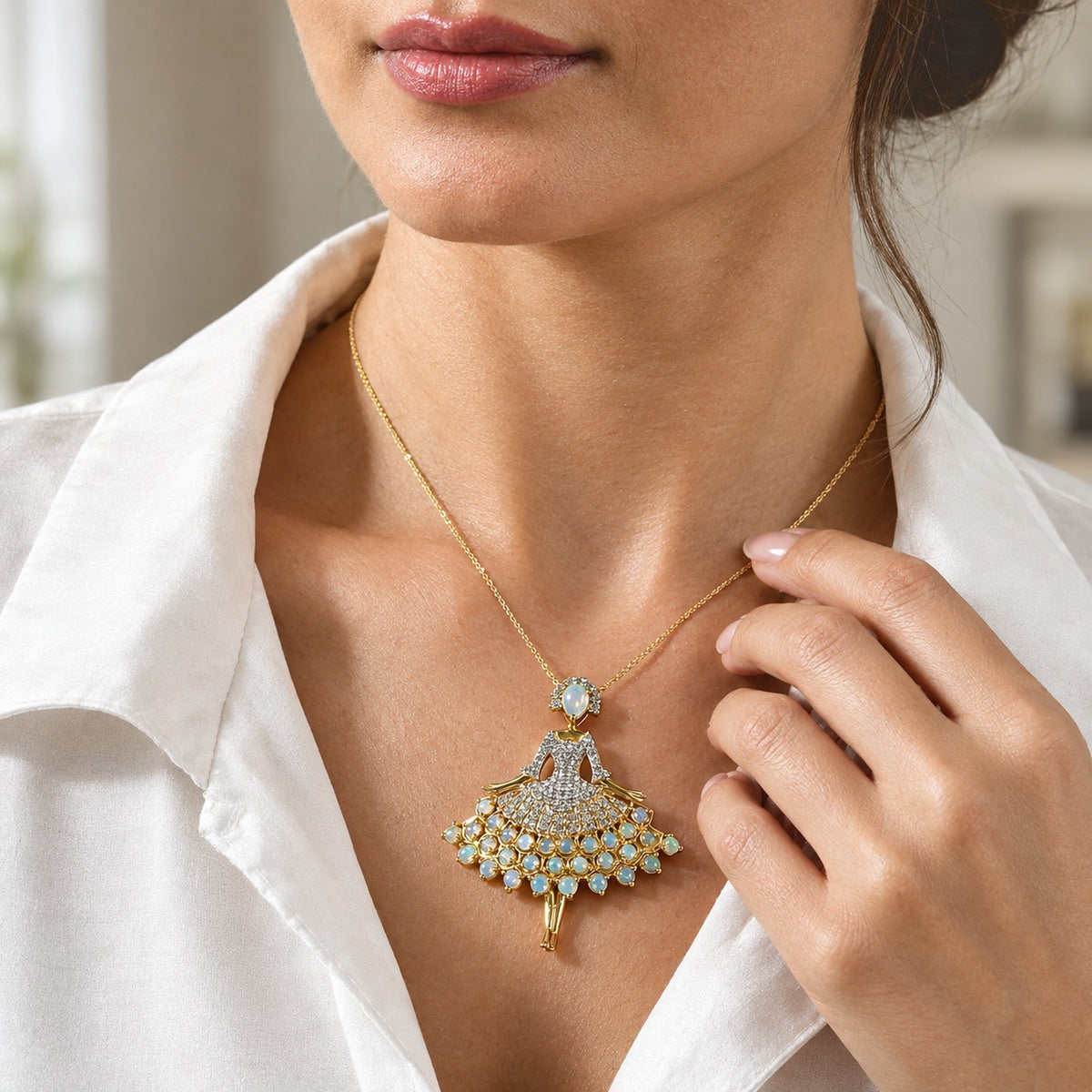 EVER TRUE AAA Natürlicher, äthiopischer Welo Opal Anhänger mit Kette,   ca. 50 cm ca. 1.05 ct