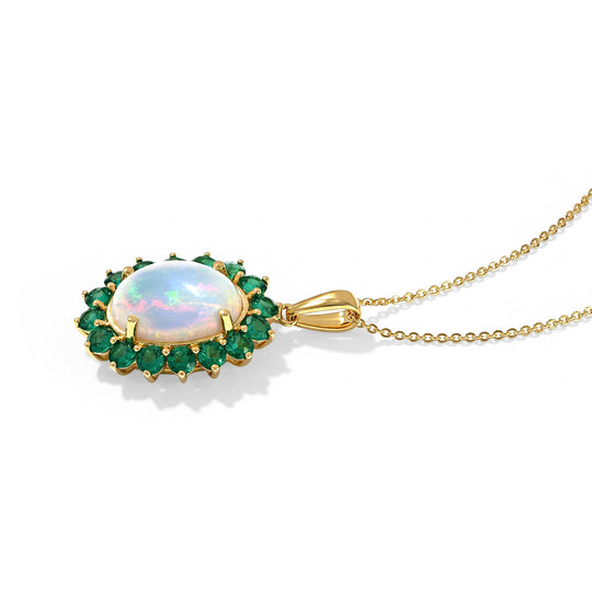D'Joy AAA Natürlicher, äthiopischer Welo Opal, Mehrfarbig Saphir Schmuckset  (10-15 Werktage Lieferzeit) ca. 50 cm 925 Silber 750 Gelbgold vermeil ca. 6.29 ct