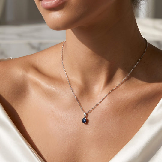 Diffundierter Stern blauer Saphir Schmuckset ca. 50 cm 925 Silber Rhodiniert und Edelstahl Rhodiniert ca. 0,91 ct.