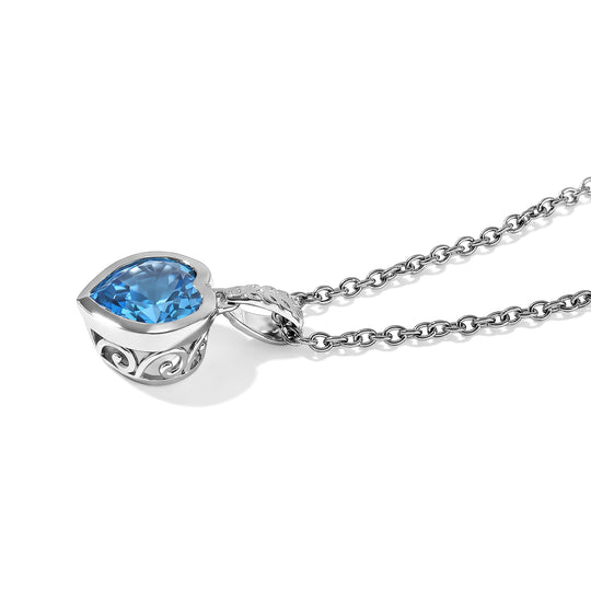 D'Joy Schweizer Blautopas Schmuckset ca. 50 cm 925 Silber Platiniert und Edelstahl Platiniert ca. 3,06 ct.