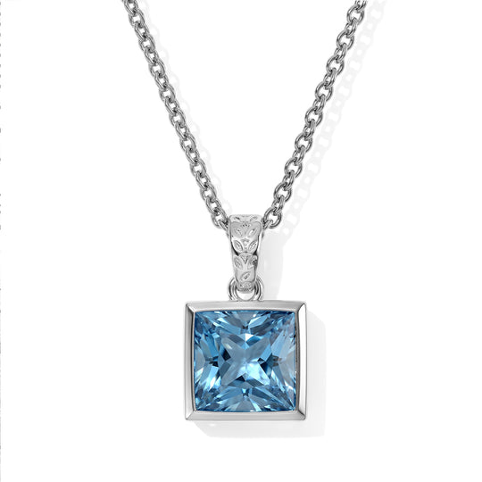 D'Joy Schweizer Blautopas Schmuckset ca. 50 cm 925 Silber Platiniert und Edelstahl Platiniert ca. 3,06 ct.