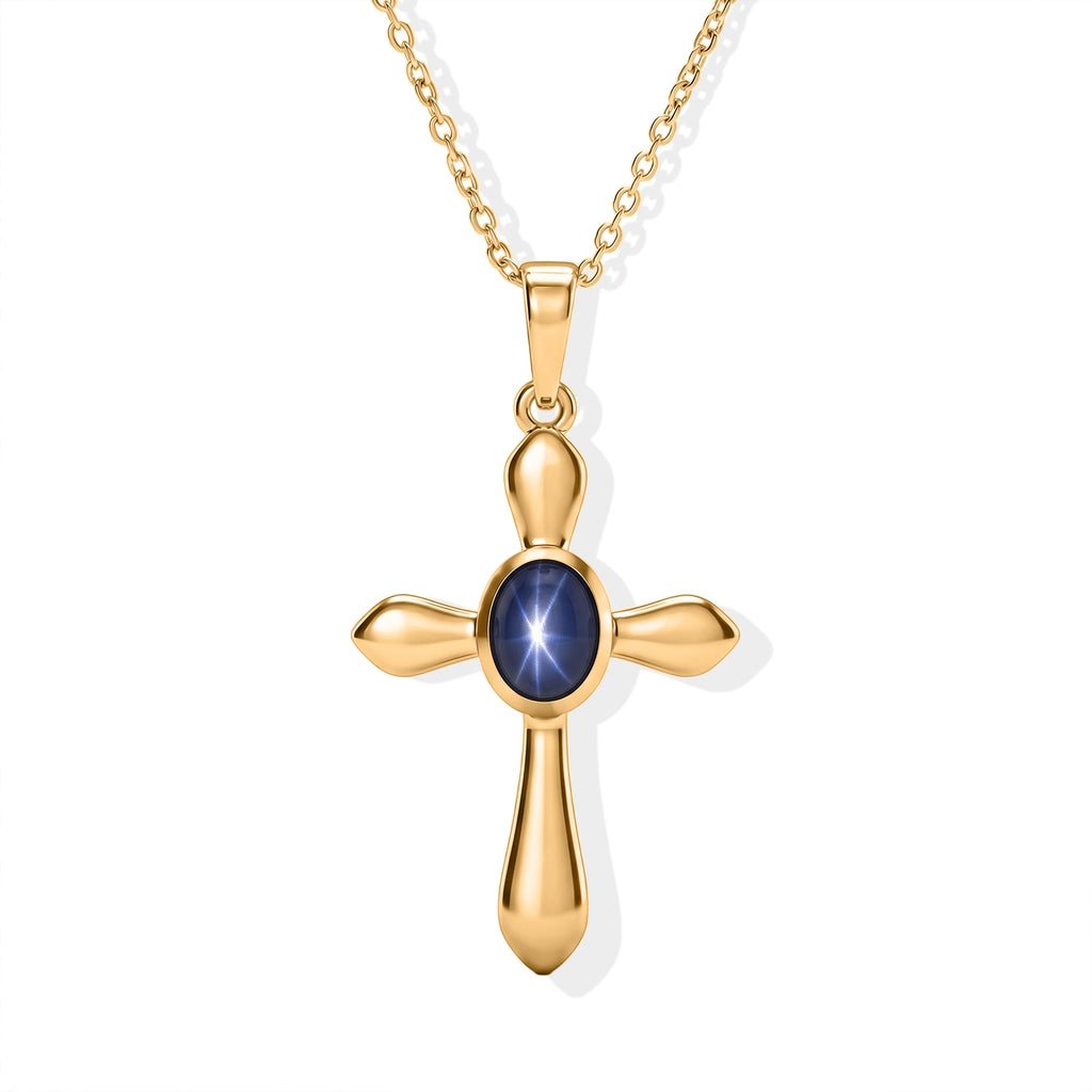 EVER TRUE Diffundierter Stern blauer Saphir Anhänger mit Kette, ca. 50 cm ca. 1.91 ct