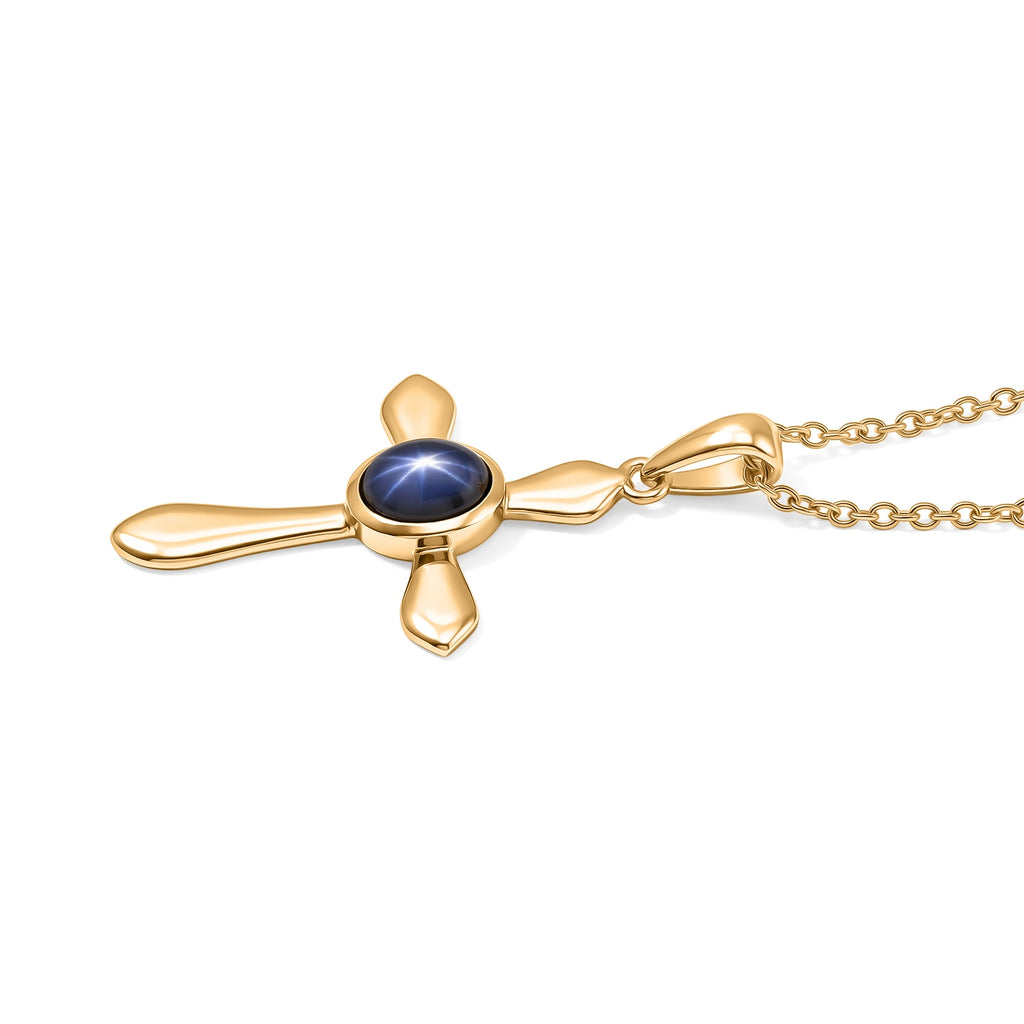 EVER TRUE Diffundierter Stern blauer Saphir Anhänger mit Kette, ca. 50 cm ca. 1.91 ct