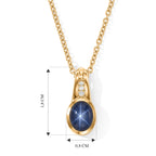 EVER TRUE Diffundierter Stern blauer Saphir, Weißer Zirkon Anhänger mit Kette, ca. 50 cm ca. 2.13 ct