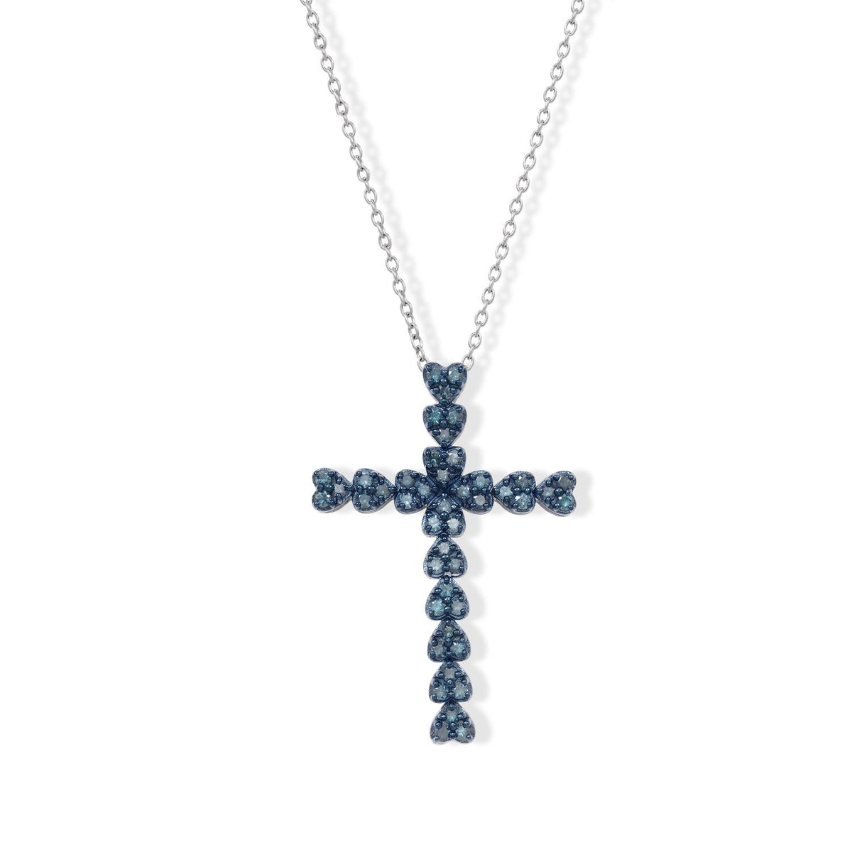 D'Joy Blauer Diamant (IR) Schmuckset   ca. 45 cm+5 cm Extender 925 Silber Rhodiniert ca. 0,50 ct.