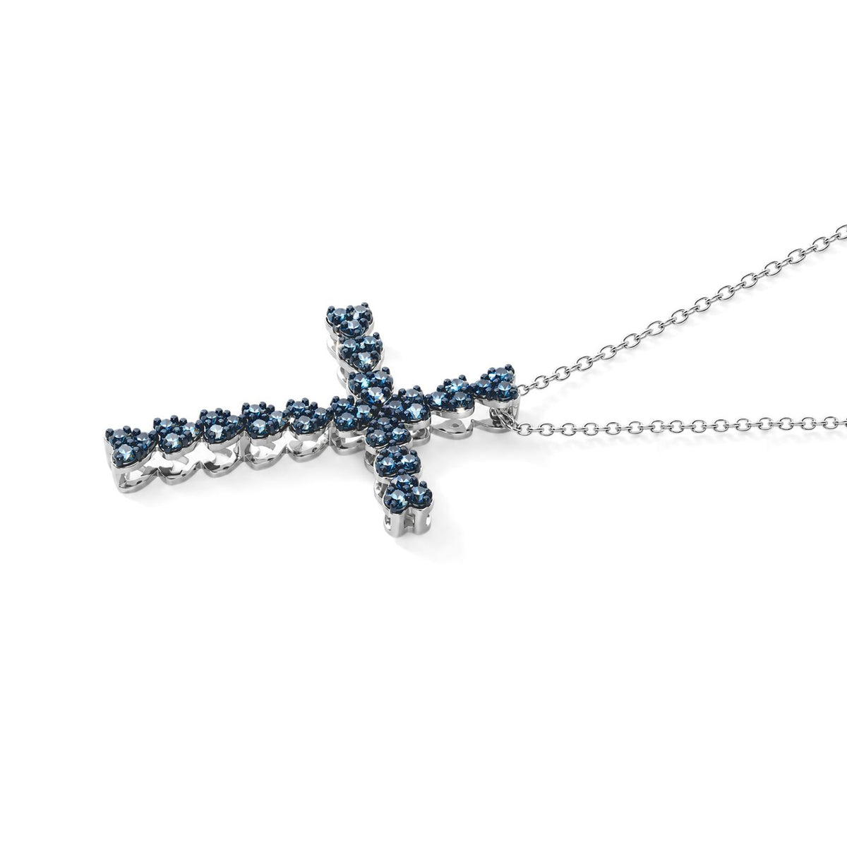 D'Joy Blauer Diamant (IR) Schmuckset   ca. 45 cm+5 cm Extender 925 Silber Rhodiniert ca. 0,50 ct.