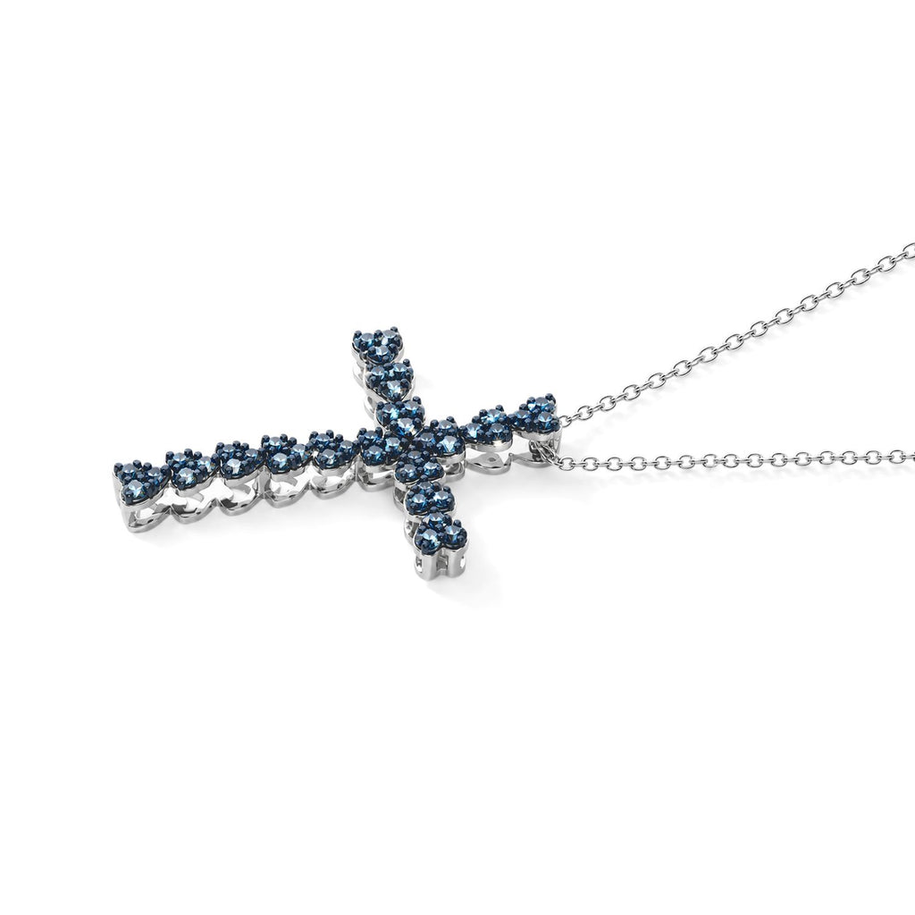 D'Joy Blauer Diamant (IR) Schmuckset   ca. 45 cm+5 cm Extender 925 Silber Rhodiniert ca. 0,50 ct.