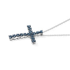 D'Joy Blauer Diamant (IR) Schmuckset   ca. 45 cm+5 cm Extender 925 Silber Rhodiniert ca. 0,50 ct.