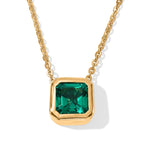 LUXURIANT DIAMOND - AAA Lab Grown Kolumbianischer Smaragd Schmuckset ca. 50 cm 925 Silber 750 Gelbgold vermeil ca. 0,97 ct.