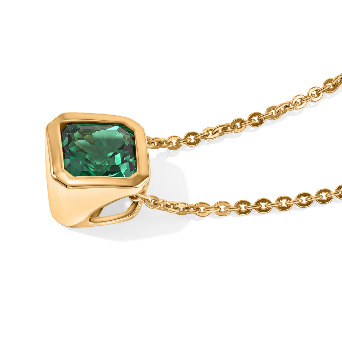 LUXURIANT DIAMOND - AAA Lab Grown Kolumbianischer Smaragd Schmuckset ca. 50 cm 925 Silber 750 Gelbgold vermeil ca. 0,97 ct.