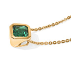 LUXURIANT DIAMOND - AAA Lab Grown Kolumbianischer Smaragd Schmuckset ca. 50 cm 925 Silber 750 Gelbgold vermeil ca. 0,97 ct.