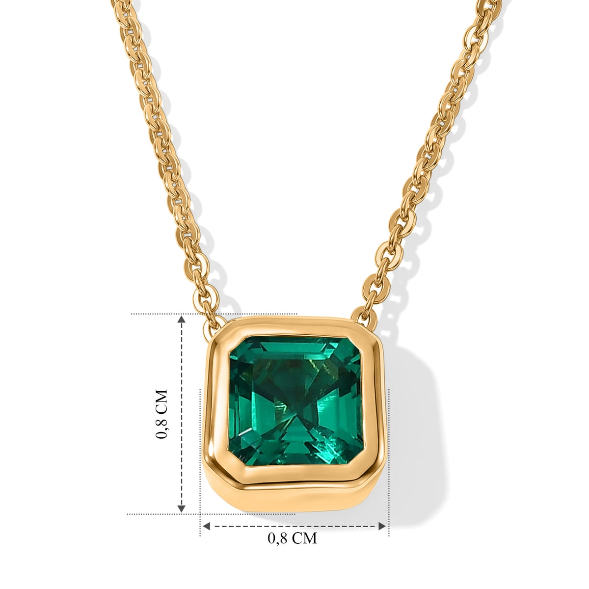 LUXURIANT DIAMOND - AAA Lab Grown Kolumbianischer Smaragd Schmuckset ca. 50 cm 925 Silber 750 Gelbgold vermeil ca. 0,97 ct.