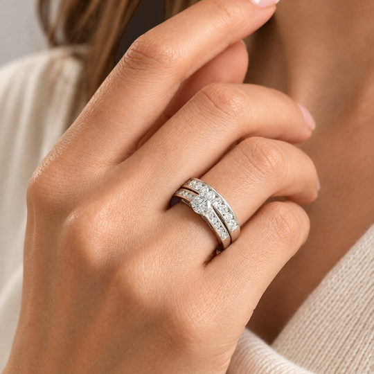 LUXURIANT DIAMOND - Lab Grown Diamant SI-GH Schmuckset 925 Silber Rhodiniert (Größe 21) ca. 1,57 ct.