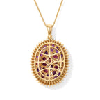 D'Joy AA Natürlicher Rhodolith Granat Schmuckset ca. 50 cm 925 Silber 750 Gelbgold vermeil ca. 6,24 ct.