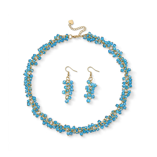 Hellblau Kristall Schmuckset Legierung Goldton