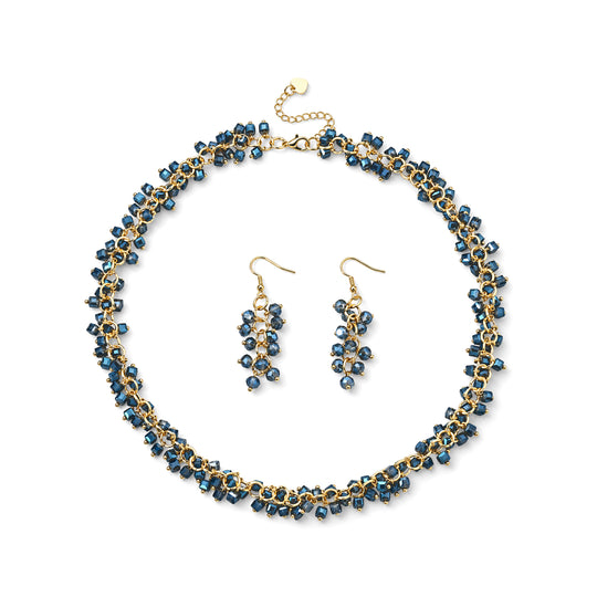 Hellblau Kristall Schmuckset Legierung Goldton