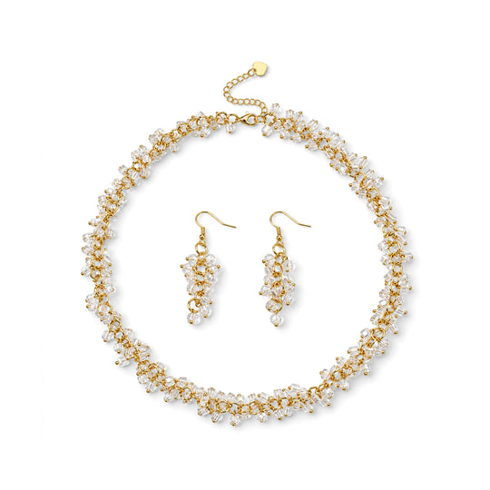 Hellblau Kristall Schmuckset Legierung Goldton